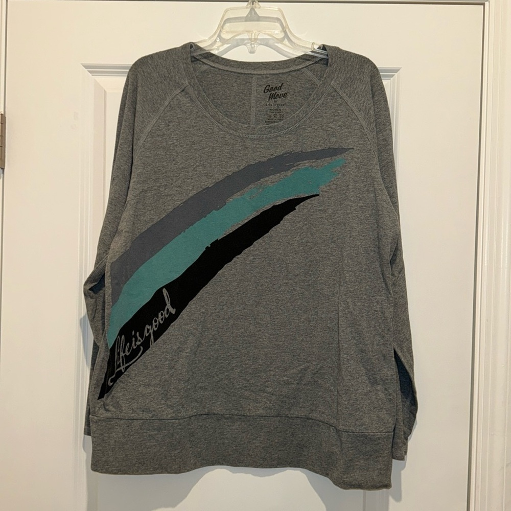 Life‎ is Good Long Sleeve Knit Top Shirt Good Wave Size XL Womens Beach Surfing
